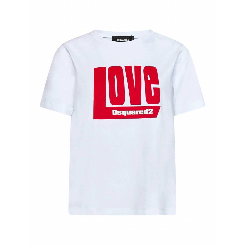 NEW DSQUARED2 women's love logo graphic t-shirt in white